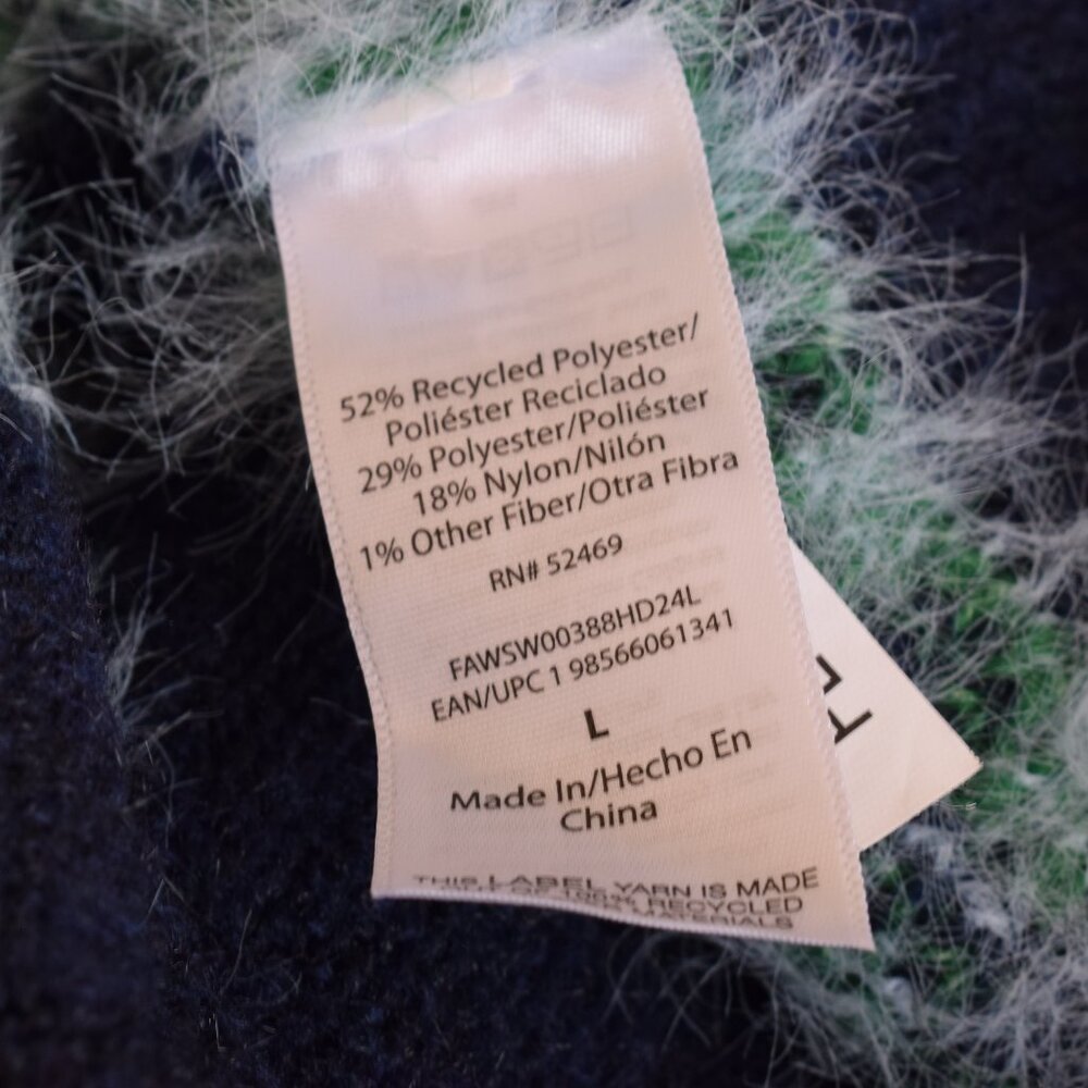 Free Assembly Woman's Sweater Fuzzy Mock Neck‎ Recycled Polyester Navy size L - Picture 11 of 12